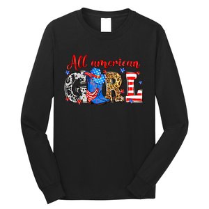 All American Girl Howdy 4th Of July Independence Day Cowboy Cowgirl Western Long Sleeve Shirt