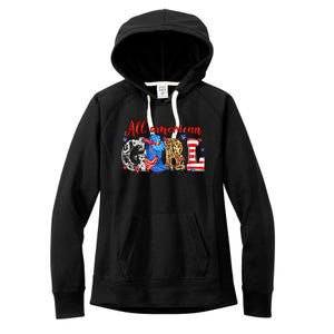 All American Girl Howdy 4th Of July Independence Day Cowboy Cowgirl Western Women's Fleece Hoodie