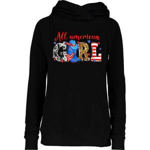 All American Girl Howdy 4th Of July Independence Day Cowboy Cowgirl Western Womens Funnel Neck Pullover Hood