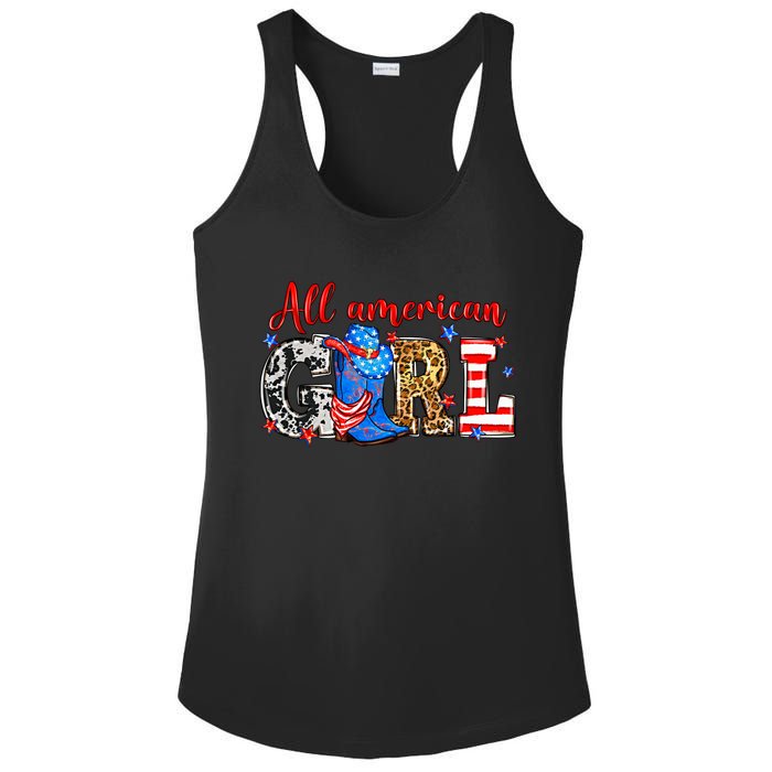 All American Girl Howdy 4th Of July Independence Day Cowboy Cowgirl Western Ladies PosiCharge Competitor Racerback Tank