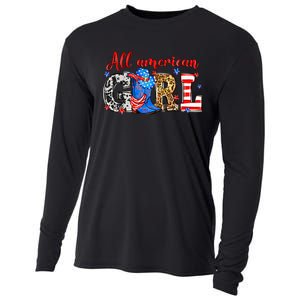 All American Girl Howdy 4th Of July Independence Day Cowboy Cowgirl Western Cooling Performance Long Sleeve Crew