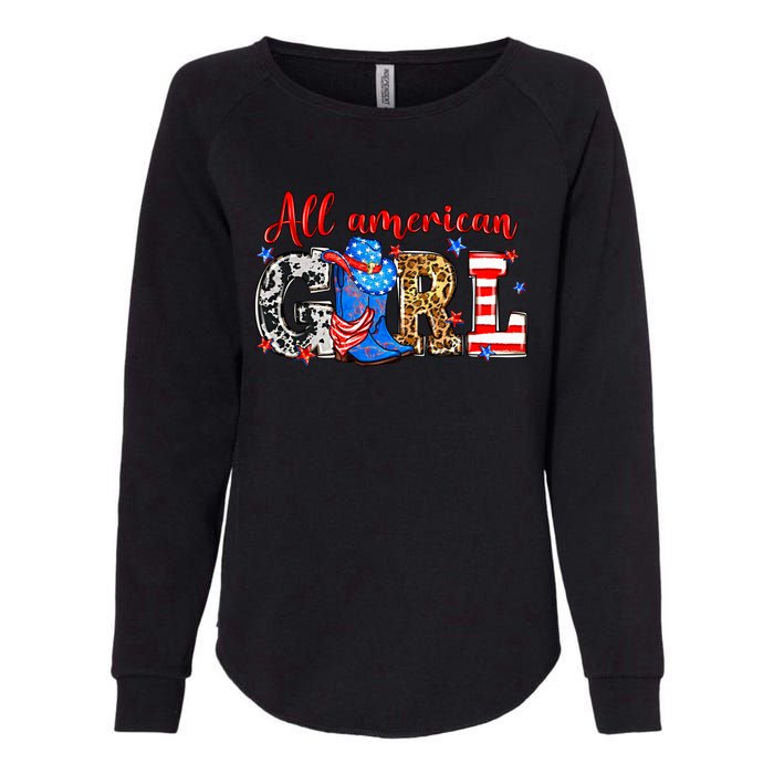 All American Girl Howdy 4th Of July Independence Day Cowboy Cowgirl Western Womens California Wash Sweatshirt