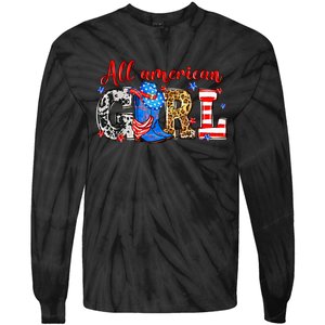 All American Girl Howdy 4th Of July Independence Day Cowboy Cowgirl Western Tie-Dye Long Sleeve Shirt