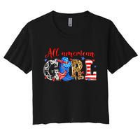 All American Girl Howdy 4th Of July Independence Day Cowboy Cowgirl Western Women's Crop Top Tee