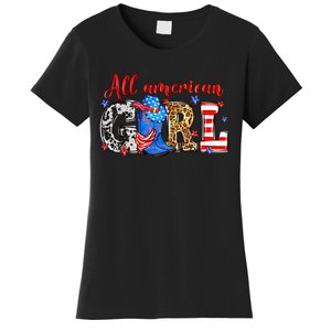 All American Girl Howdy 4th Of July Independence Day Cowboy Cowgirl Western Women's T-Shirt