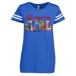 All American Girl Howdy 4th Of July Independence Day Cowboy Cowgirl Western Enza Ladies Jersey Football T-Shirt