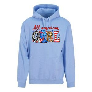 All American Girl Howdy 4th Of July Independence Day Cowboy Cowgirl Western Unisex Surf Hoodie