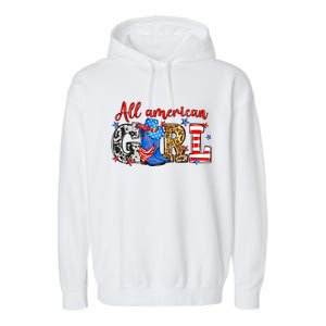 All American Girl Howdy 4th Of July Independence Day Cowboy Cowgirl Western Garment-Dyed Fleece Hoodie