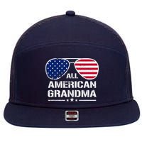 All American Grandma American Flag Patriotic 7 Panel Mesh Trucker Snapback Hat