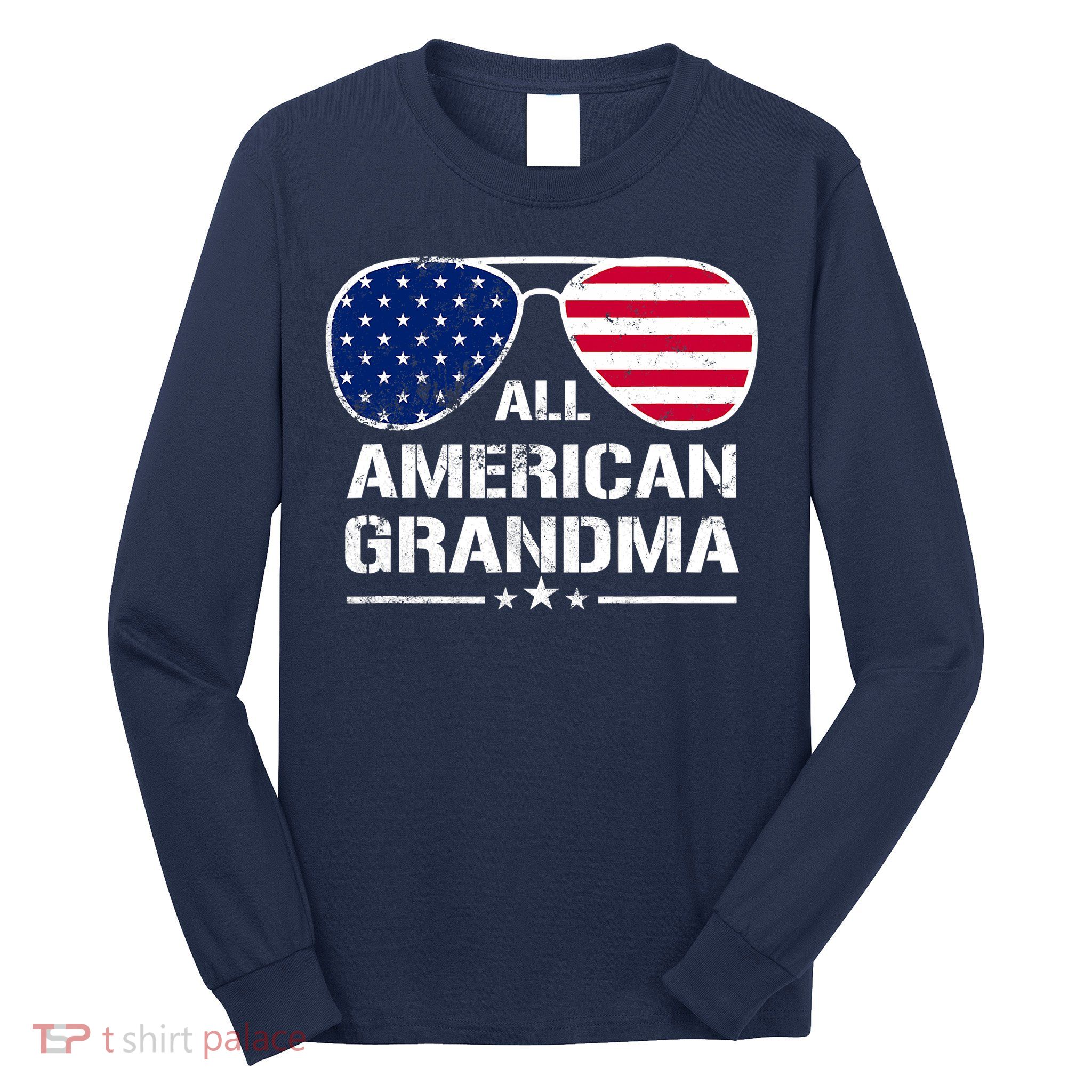 All American Grandma American Flag Patriotic Long Sleeve Shirt