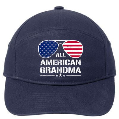 All American Grandma American Flag Patriotic 7-Panel Snapback Hat