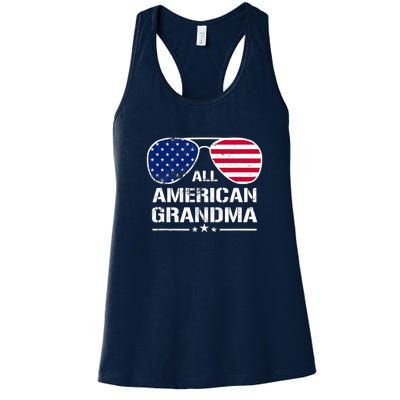 All American Grandma American Flag Patriotic Women's Racerback Tank