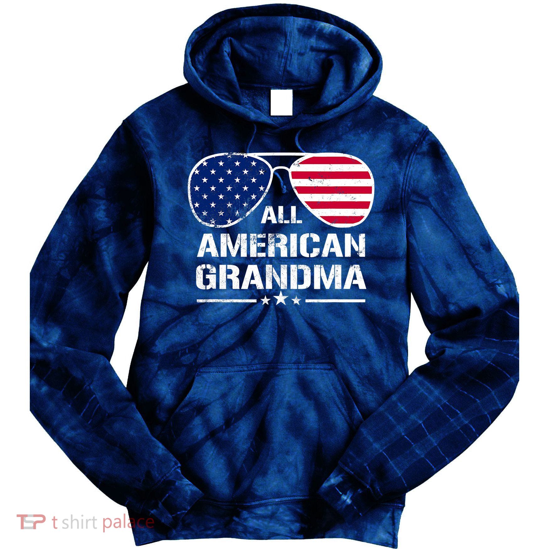 All American Grandma American Flag Patriotic Tie Dye Hoodie