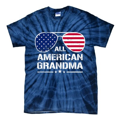 All American Grandma American Flag Patriotic Tie-Dye T-Shirt
