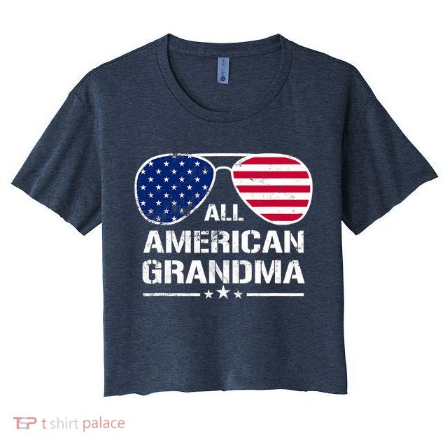 All American Grandma American Flag Patriotic Crop Top