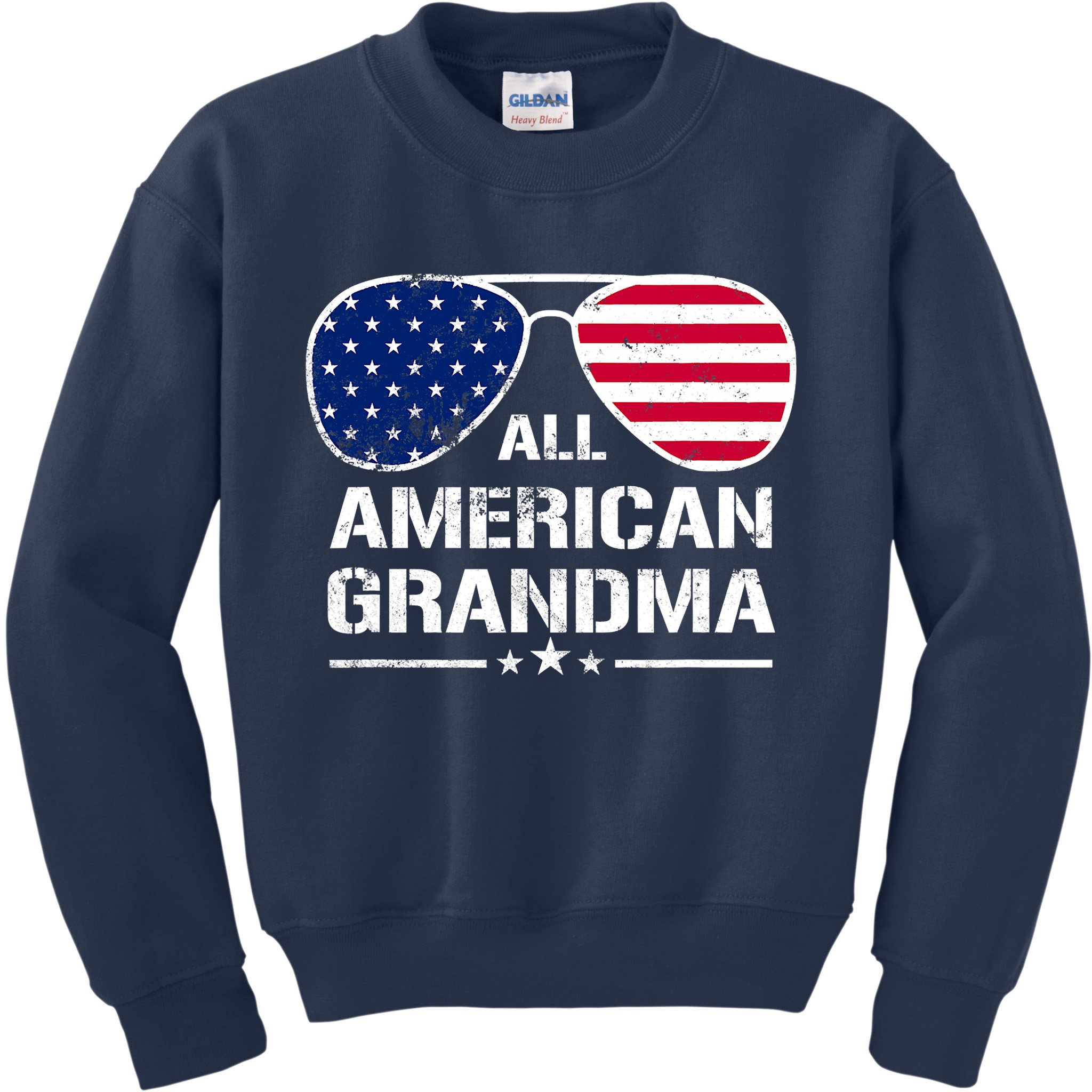 All American Grandma American Flag Patriotic Kids Sweatshirt