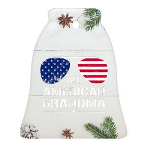 All American Grandma American Flag Patriotic Ceramic Bell Ornament