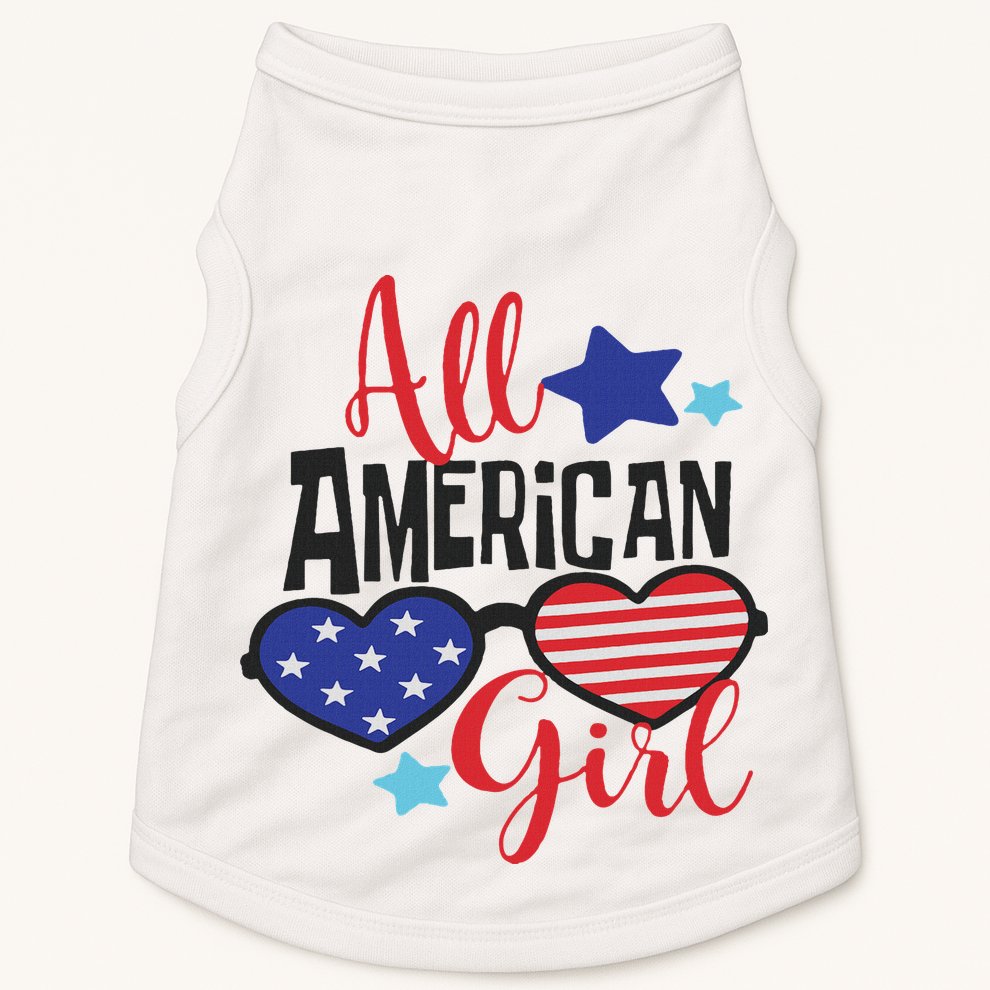 All American Girl 4th July Usa Flag Patriotic Doggie Tank