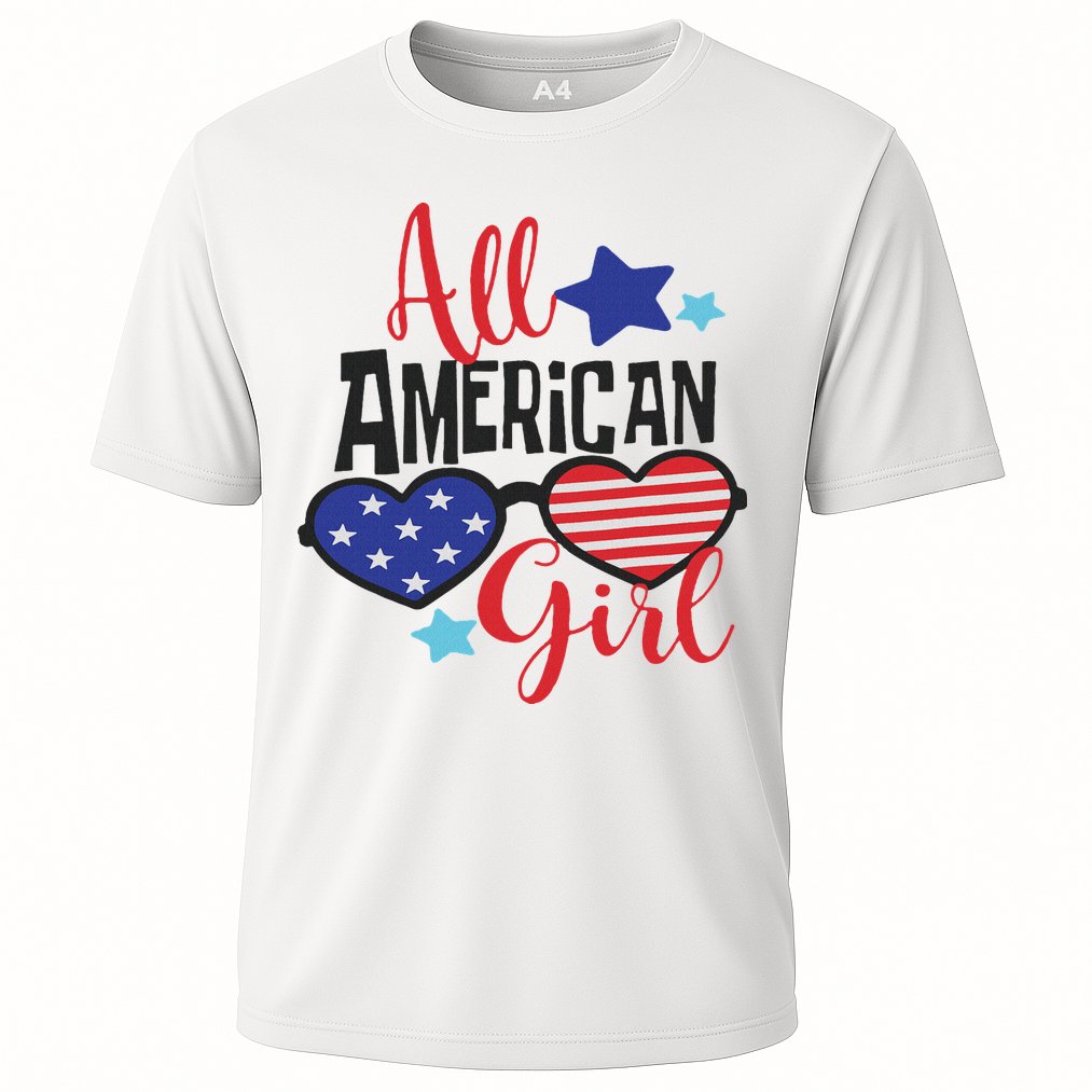 All American Girl 4th July Usa Flag Patriotic Cooling Performance Crew T-Shirt