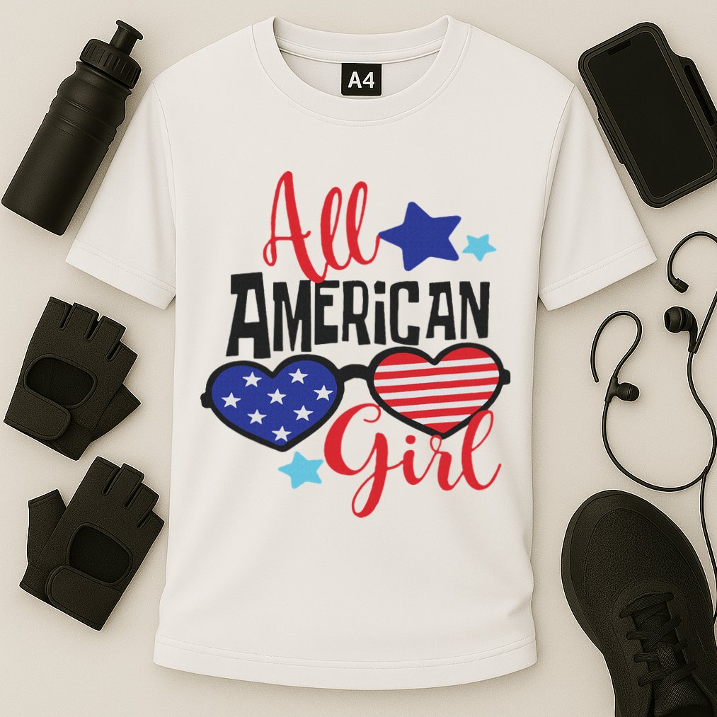 All American Girl 4th July Usa Flag Patriotic Cooling Performance Crew T-Shirt
