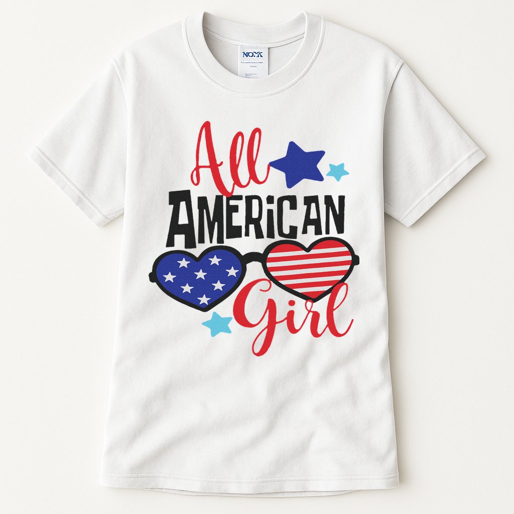 All American Girl 4th July Usa Flag Patriotic Tall T-Shirt