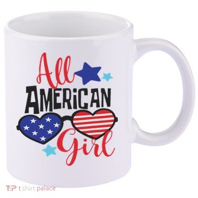 All American Girl 4th July Usa Flag Patriotic 11oz C Handle Ceramic Mug