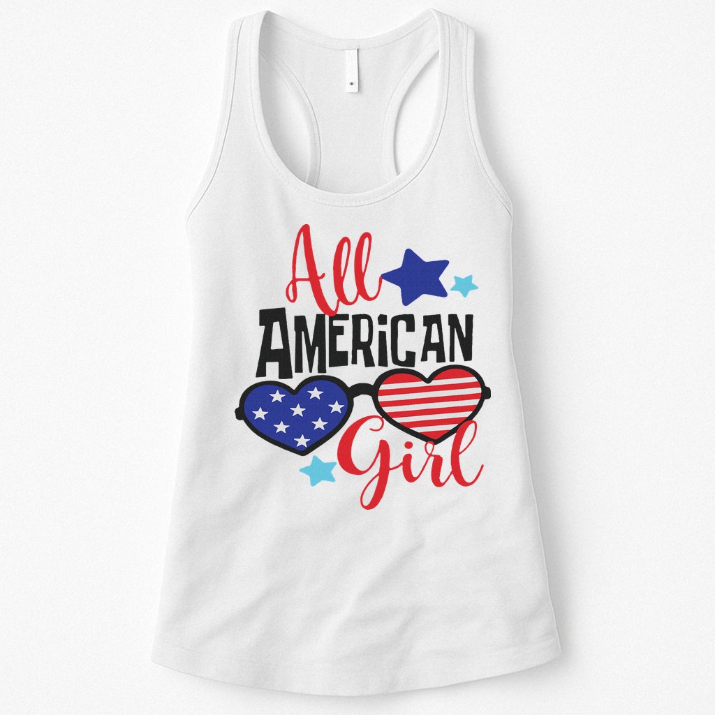 All American Girl 4th July Usa Flag Patriotic Womens Tank Top