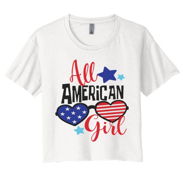 All American Girl 4th July Usa Flag Patriotic Crop Top