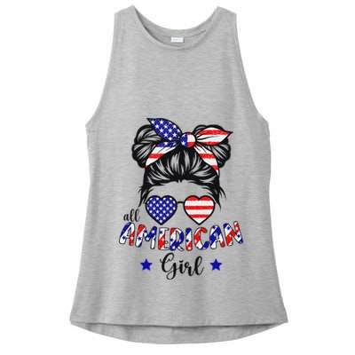 All American Girl 4th Of July Patriotic Ladies PosiCharge Tri-Blend Wicking Tank