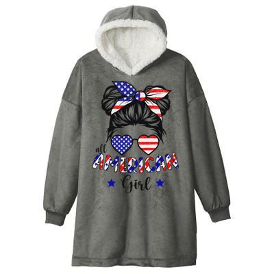 All American Girl 4th Of July Patriotic Hooded Wearable Blanket