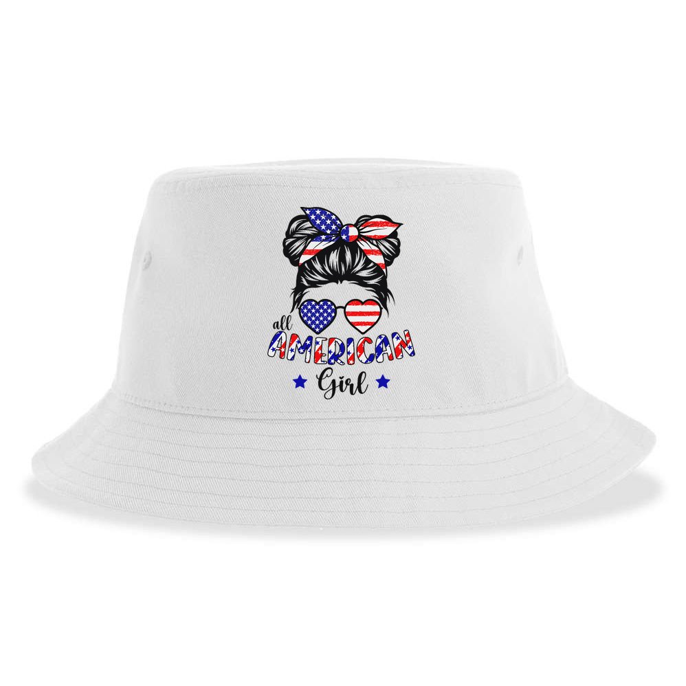 All American Girl 4th Of July Patriotic Sustainable Bucket Hat