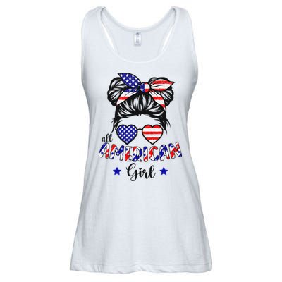 All American Girl 4th Of July Patriotic Ladies Essential Flowy Tank