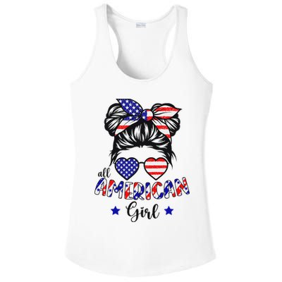 All American Girl 4th Of July Patriotic Ladies PosiCharge Competitor Racerback Tank
