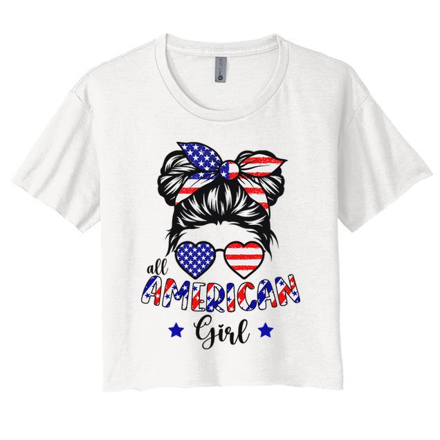 All American Girl 4th Of July Patriotic Crop Top
