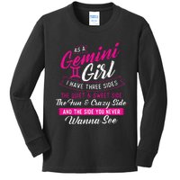 As A Gemini Girl I Have Three Sides Astrology Zodiac Sign Kids Long Sleeve Shirt