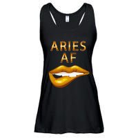 Aries Af Gold Sexy Lip Birthday Ladies Essential Flowy Tank