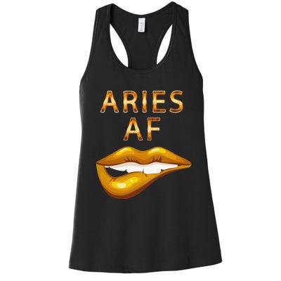 Aries Af Gold Sexy Lip Birthday Women's Racerback Tank