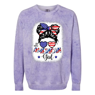 All American Girls 4th Of July Bleached Shirts Daughter USA Colorblast Crewneck Sweatshirt