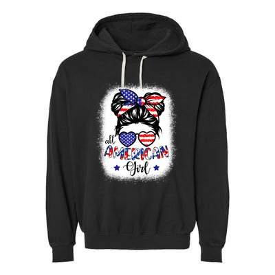 All American Girls 4th Of July Bleached Shirts Daughter USA Garment-Dyed Fleece Hoodie