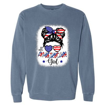 All American Girls 4th Of July Bleached Shirts Daughter USA Garment-Dyed Sweatshirt