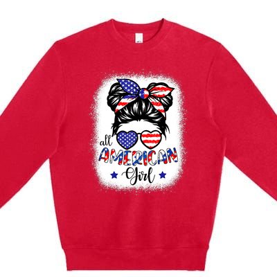 All American Girls 4th Of July Bleached Shirts Daughter USA Premium Crewneck Sweatshirt