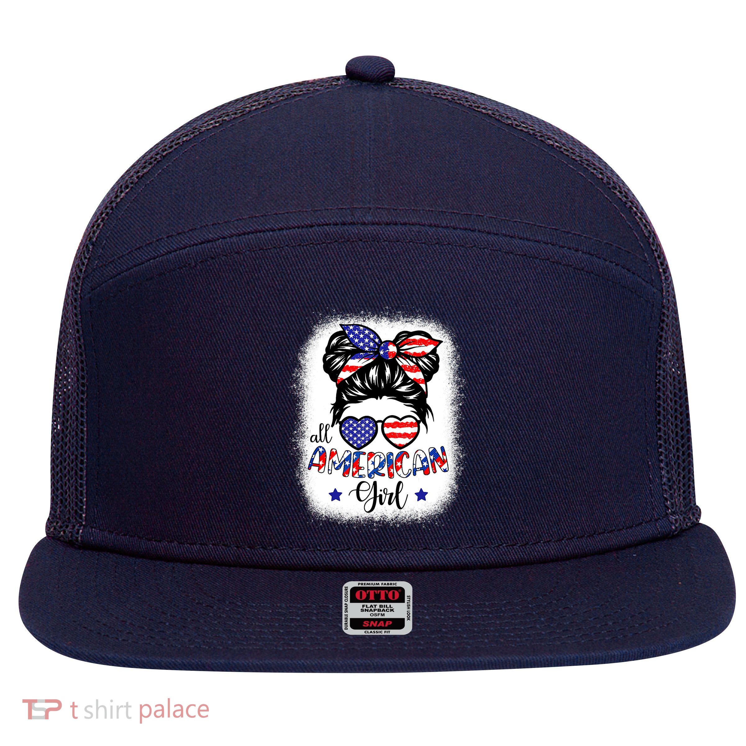 All American Girls 4th Of July Bleached Shirts Daughter USA 7 Panel Mesh Trucker Snapback Hat