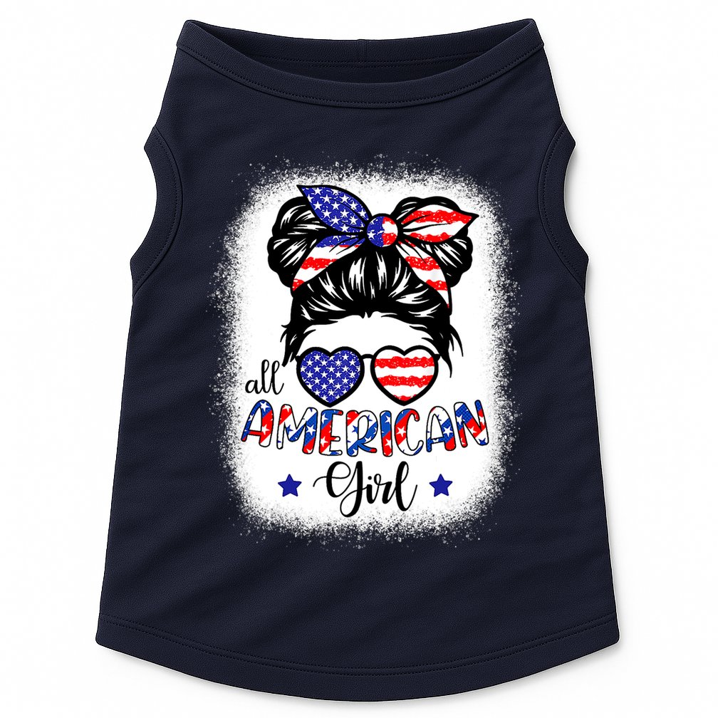 All American Girls 4th Of July Bleached Shirts Daughter USA Doggie Tank