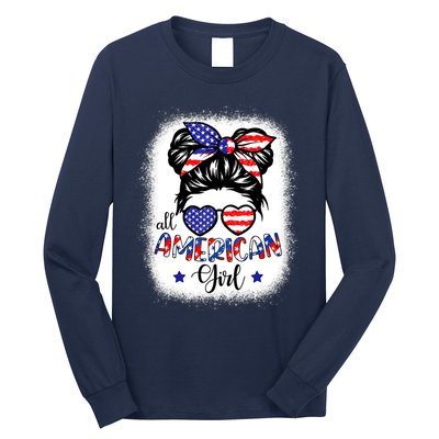 All American Girls 4th Of July Bleached Shirts Daughter USA Long Sleeve Shirt