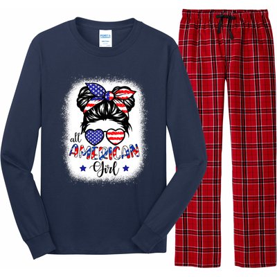 All American Girls 4th Of July Bleached Shirts Daughter USA Long Sleeve Pajama Set