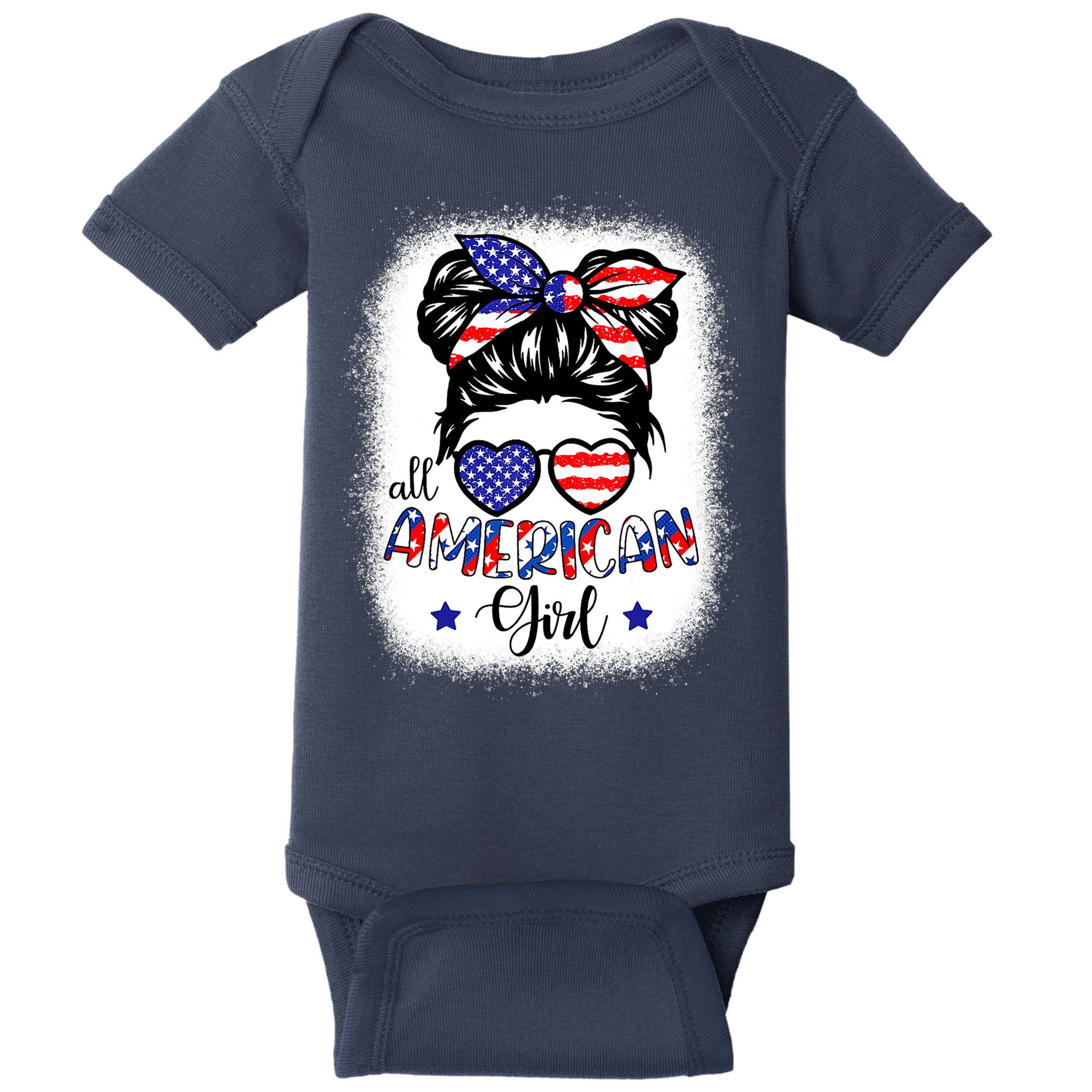 All American Girls 4th Of July Bleached Shirts Daughter USA Baby Bodysuit