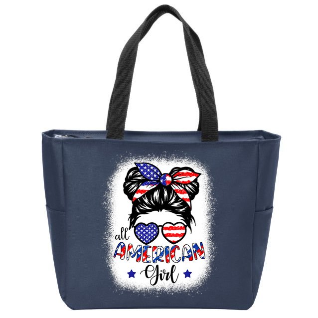 All American Girls 4th Of July Bleached Shirts Daughter USA Zip Tote Bag