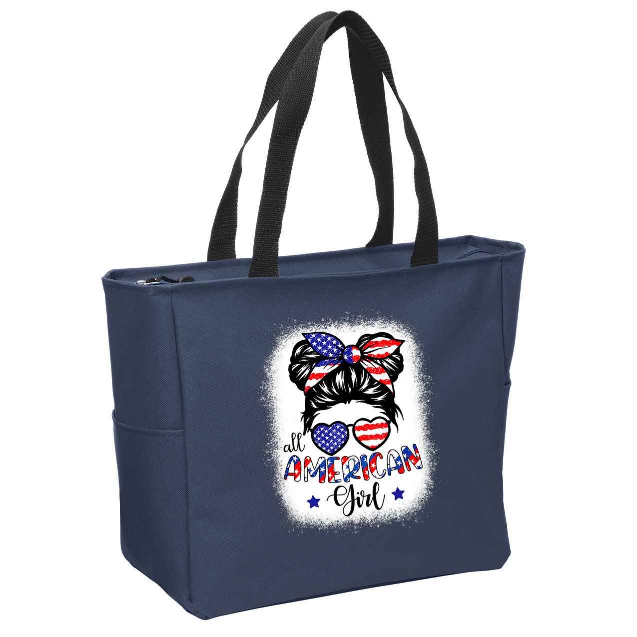 All American Girls 4th Of July Bleached Shirts Daughter USA Zip Tote Bag