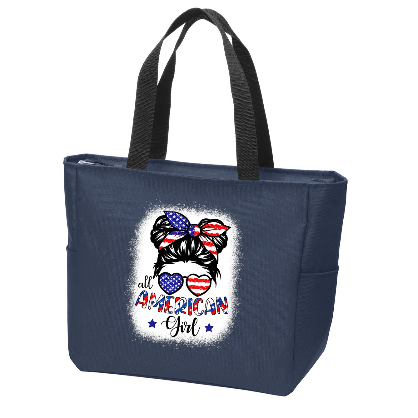 All American Girls 4th Of July Bleached Shirts Daughter USA Zip Tote Bag