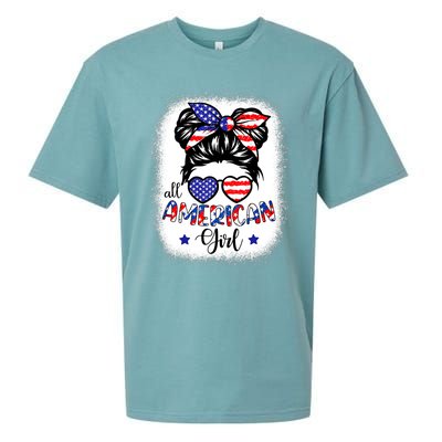 All American Girls 4th Of July Bleached Shirts Daughter USA Sueded Cloud Jersey T-Shirt